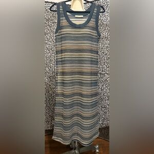 Striped Blue and Tan Women's Dress